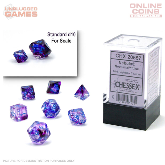 CHESSEX Nebula MINI 7-Die Set - Nocturnal/Blue Luminary