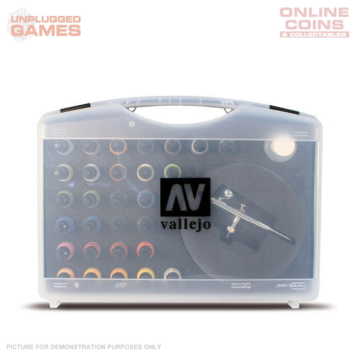 Vallejo Basic Game Air - Colours set & Airbrush (28 Colour Plastic Case)