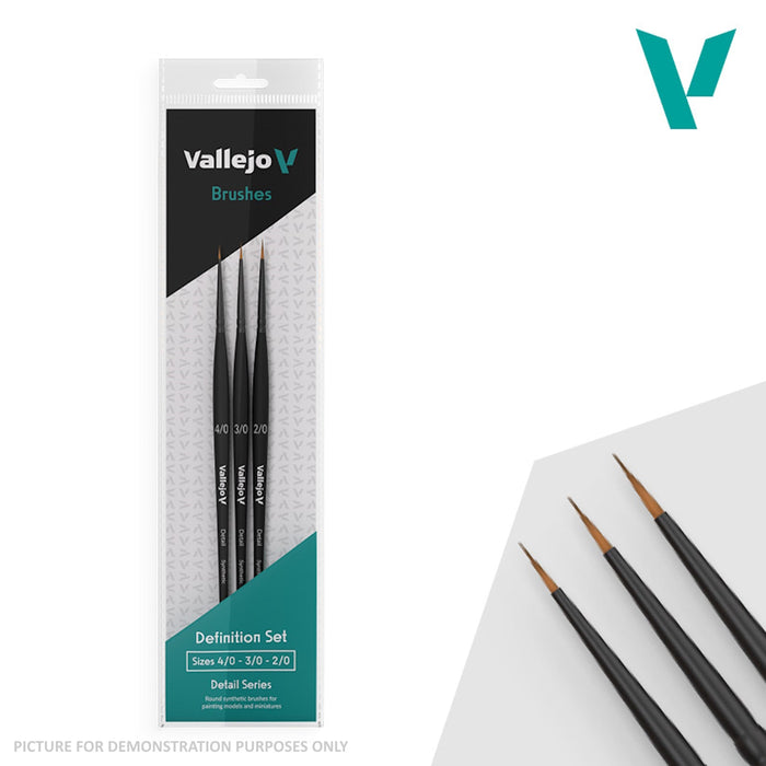 Vallejo Brushes - Definition Set - Synthetic fibers (Sizes 4/0; 3/0 & 2/0)