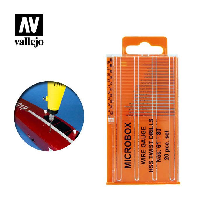 Vallejo Hobby Tools - Microbox Drill Set of 20 (no. 61-80)