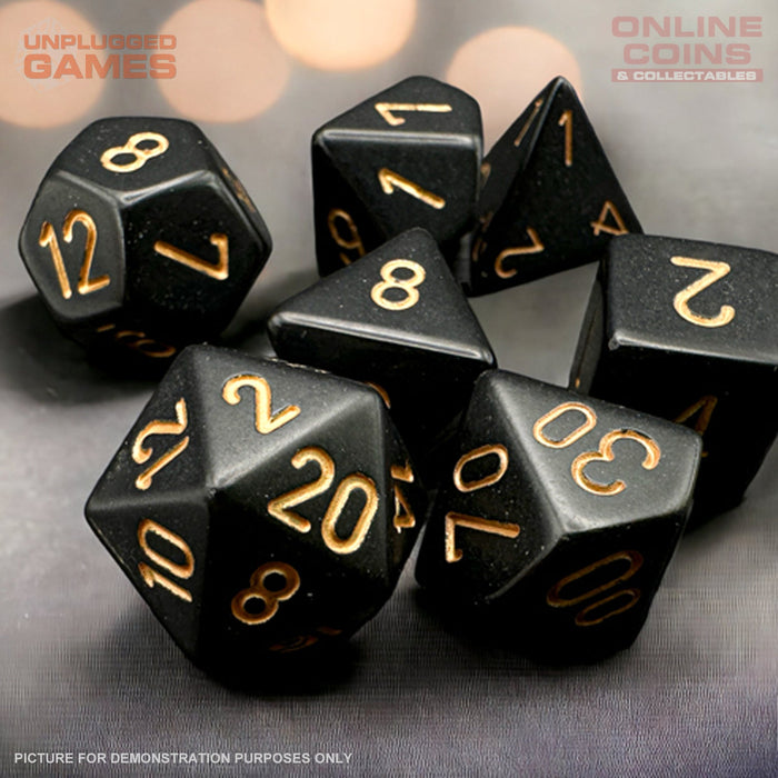 CHESSEX Opaque Black/gold Polyhedral 7-Dice Set