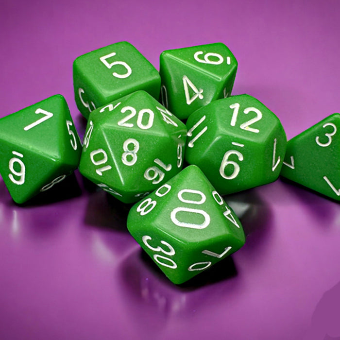 CHESSEX Opaque Green / White Polyhedral 7-Dice Set