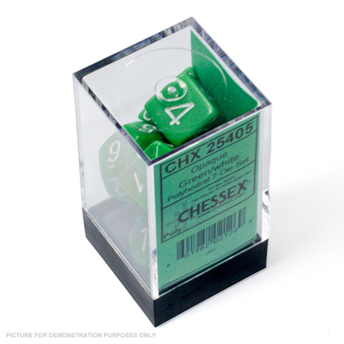 CHESSEX Opaque Green / White Polyhedral 7-Dice Set