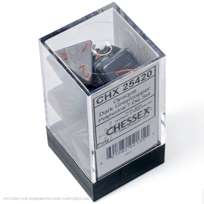CHESSEX Opaque Dark Grey / Copper Polyhedral 7-Dice Set