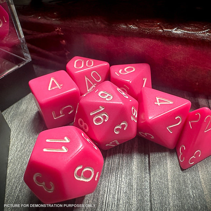 CHESSEX Opaque Pink / White Polyhedral 7-Dice Set
