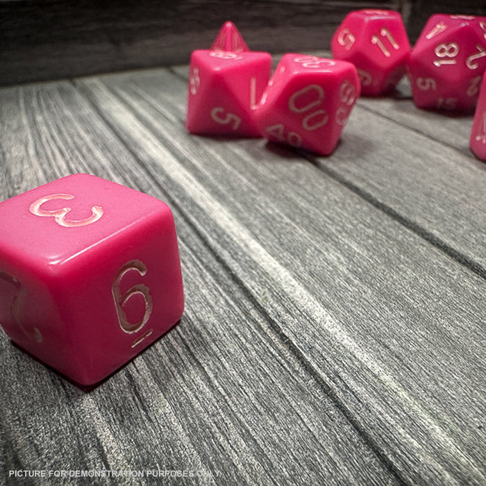 CHESSEX Opaque Pink / White Polyhedral 7-Dice Set