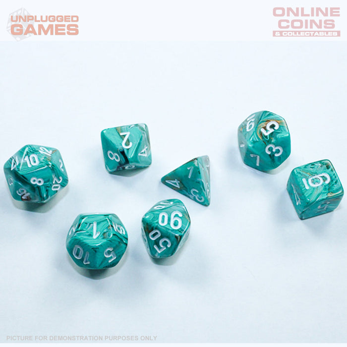 CHESSEX Marble Mini-hedral™ Oxi-Copper™/white 7-Die Set